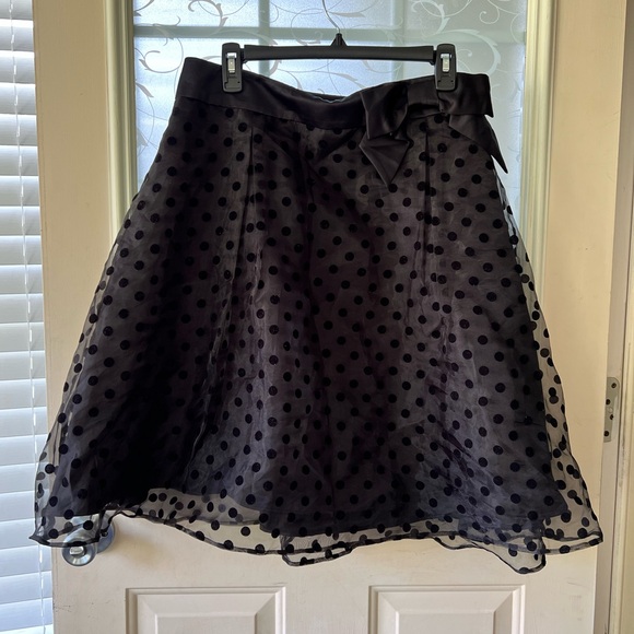 Elle size 14 polka dot organza over black satin. Waist is also satin and bow. - Picture 1 of 9